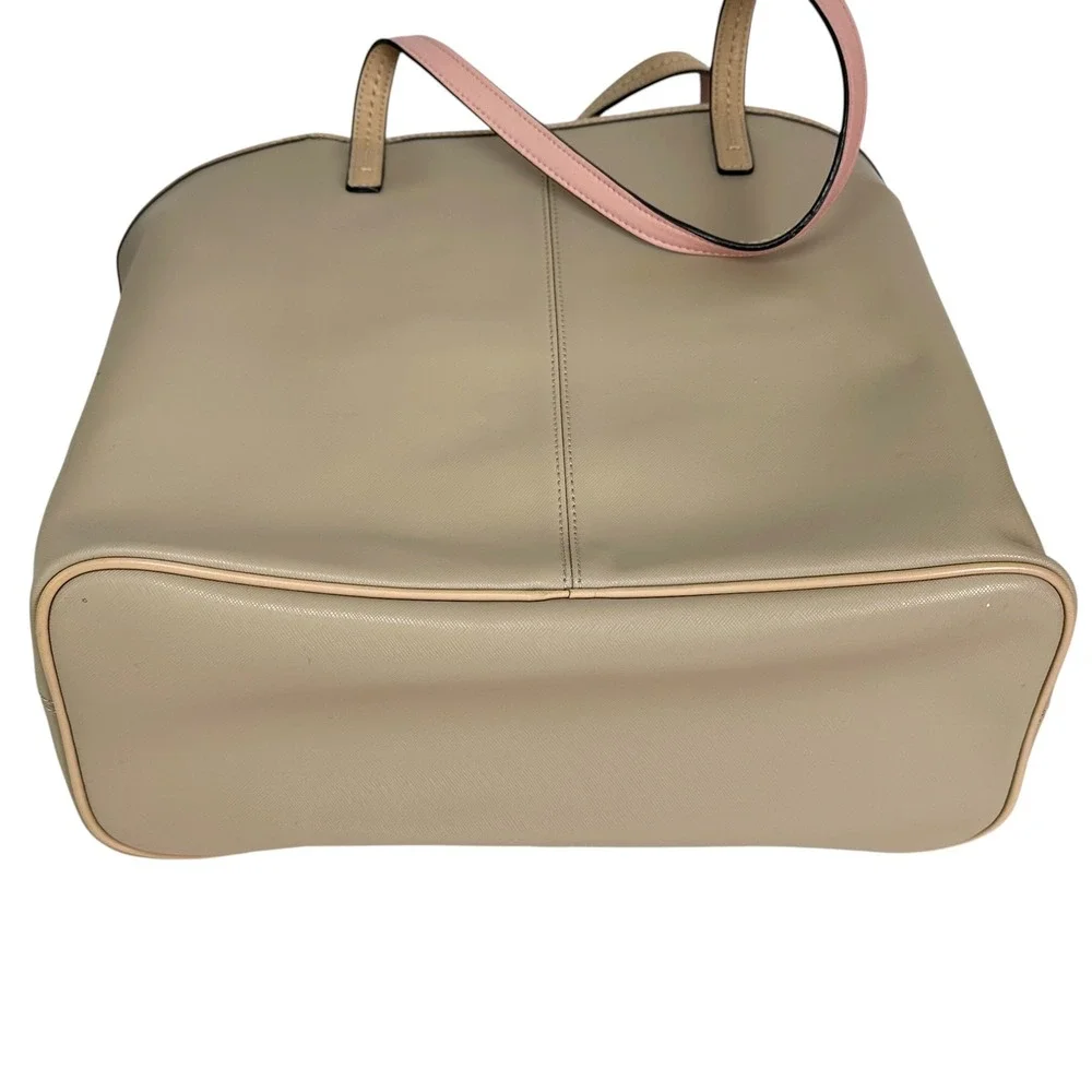 Coach Tote Bag Park‎ Metro F24341 Beige Leather Pink Trim Shoulder Purse